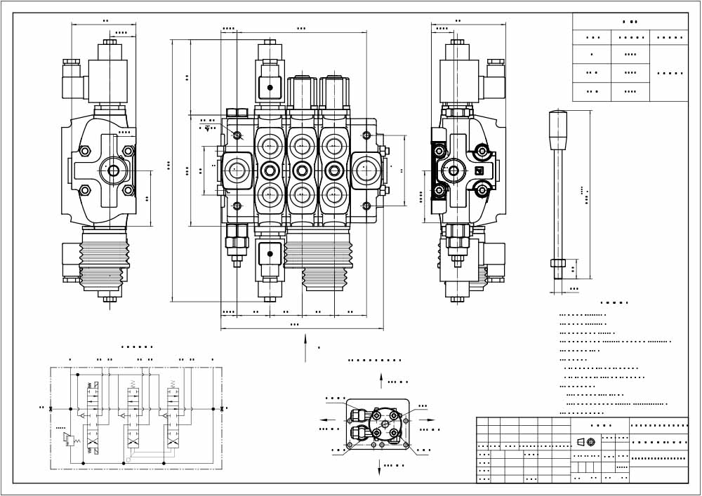 SD8 电磁+一控二 3路 分片换向阀 drawing image