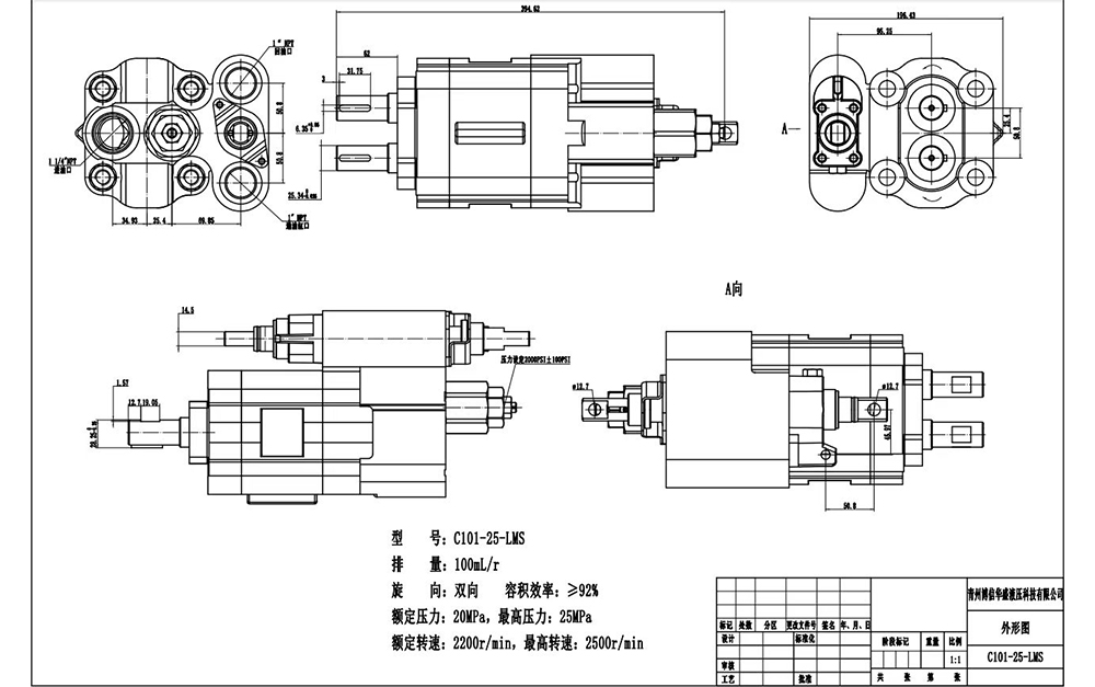 C102 112 cc/rev 液压齿轮泵 drawing image