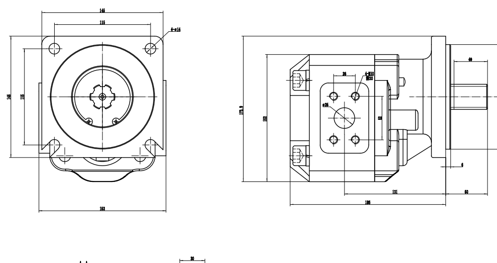 JHP2063 63 cc/rev 液压齿轮泵 drawing image