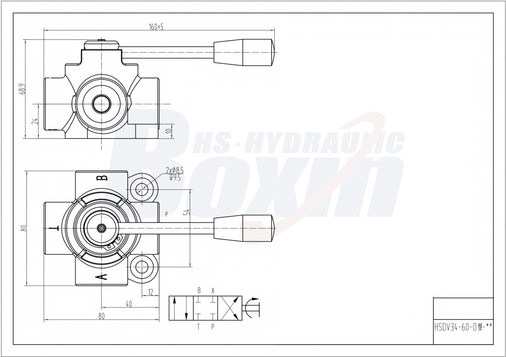 HSDV34 手控 1 联 分流阀 drawing image