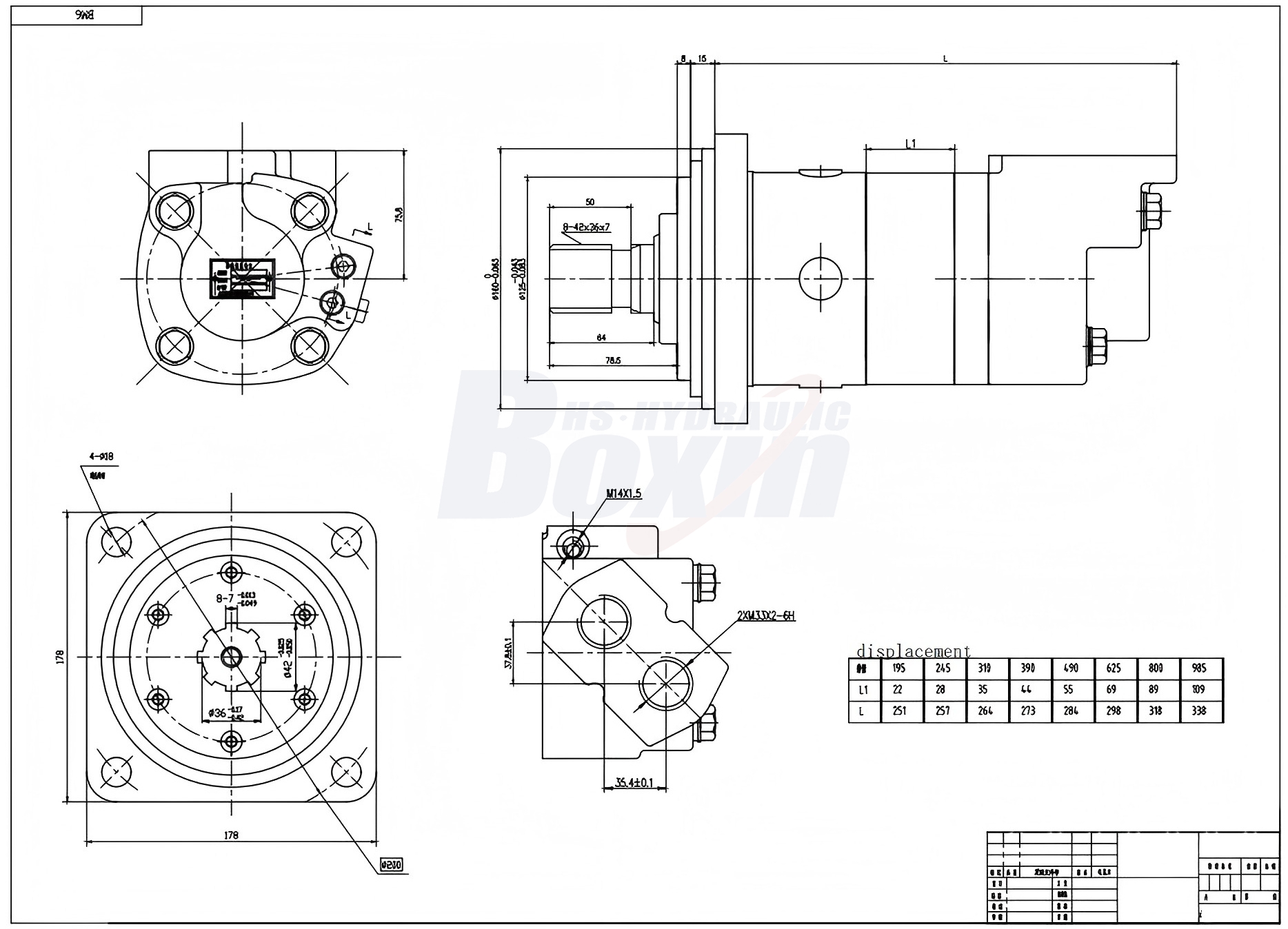BM6摆线液压马达-2 245 毫升/转 150 Lpm 液压马达 drawing image