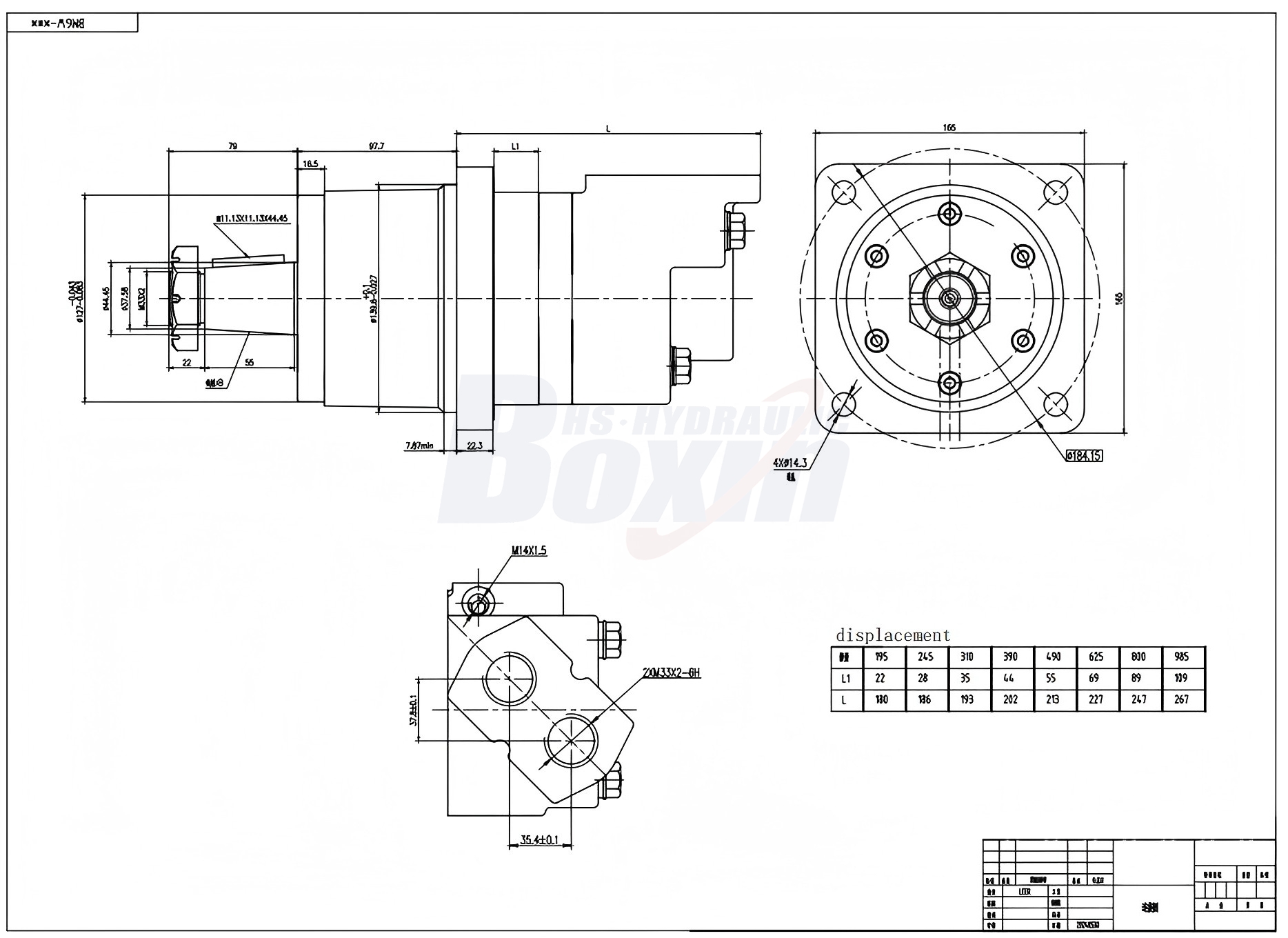 BM6W摆线液压马达 310 毫升/转 150 Lpm 液压马达 drawing image