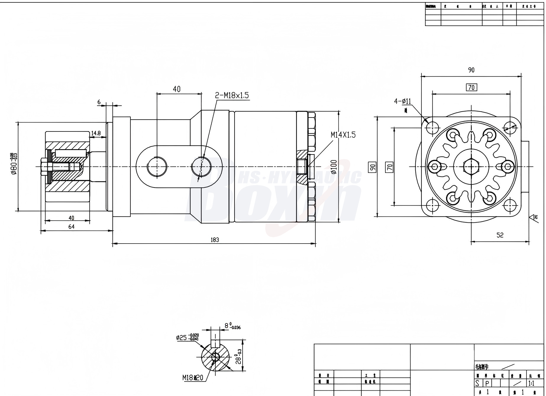 BMR摆线液压马达-2 63 毫升/转 53 Lpm 液压马达 drawing image